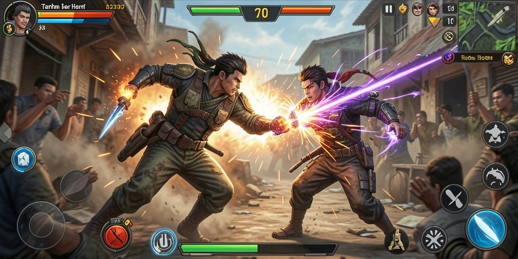 Tampilan aksi seru dari gameplay 93337 dengan pertarungan mendebarkan.