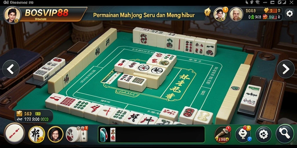 Tampilan gameplay BOSVIP88 dengan grafis Mahjong yang menarik.