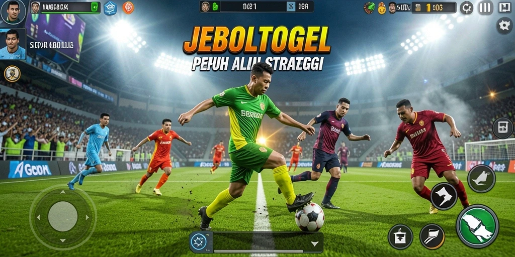 Tangkapan layar gameplay yang menampilkan aksi sepak bola seru.