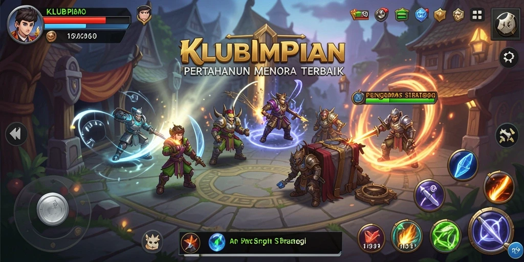 Tampilan gameplay KLUBIMPIAN yang menegangkan dan strategis di Tower Defense.