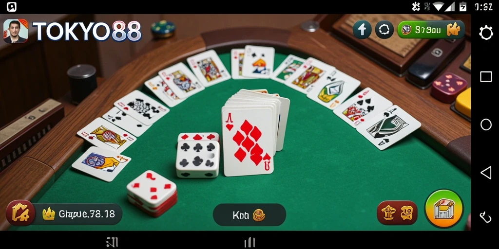 Tampilan gameplay seru dalam aplikasi TOKYO88 yang menampilkan permainan Gaple.