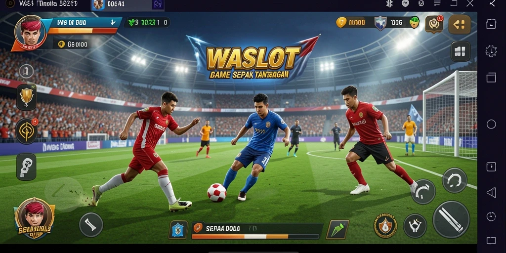 Tampilan gameplay <strong>WASLOT</strong> yang penuh aksi di lapangan sepak bola.